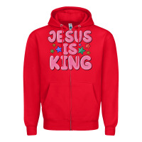 Red jesus is king Zipper Hoodie - MaliasSmallBusiness