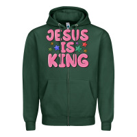 Sports Green jesus is king Zipper Hoodie - MaliasSmallBusiness