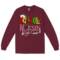 Burgundy School Nurse Long Sleeve Tee - LillyAllenDesigns
