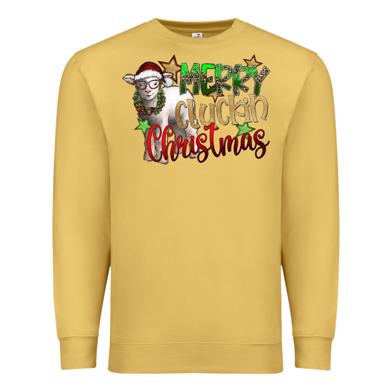 Merry Cluckin Christmas Premium Sweatshirt by SublimationCraftShop | Teevron