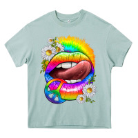 Arona rainbow lips with daisies Heavy Core Tee - texasbilliewilder
