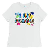 White i am ausome Ladies Tee - JahusDesignShop