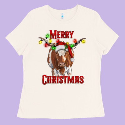 Ladies Tee Merry Christmas Longhorn Cow