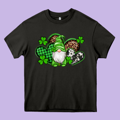 St Patricks Day Gnome With Western Hearts Heavy Core Tee Designed By Artiststas