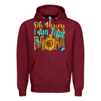 Burgundy oh honey i am that mom Zipper Hoodie - NancyCooperArtShop