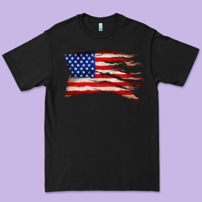 Tattered American Flag Premium Tee Designed By Zillion Design Studio