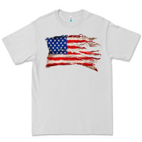 Dove Grey tattered american flag Premium Tee - Zillion Design Studio