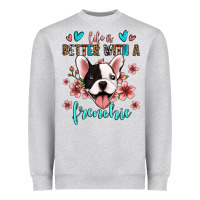 Heather Grey life is better with a frenchie Heavyweight Sweatshirt - Jasminsmagicworld