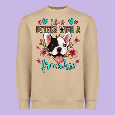 Life Is Better With A Frenchie Heavyweight Sweatshirt Designed By Jasminsmagicworld