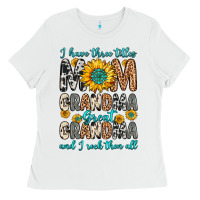 White i have three tittles mom grandma great grandma Ladies Tee - Zillion Design Studio