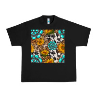 Black western gemstone and sunflower seamless pattern Urban Heavy Tee - BundleAndBundleShop
