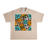 French Oak western gemstone and sunflower seamless pattern Urban Heavy Tee - BundleAndBundleShop