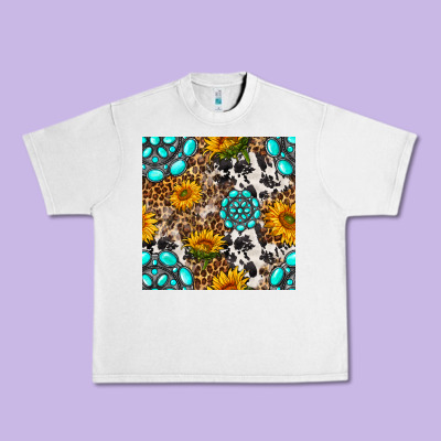 Western Gemstone And Sunflower Seamless Pattern Urban Heavy Tee Designed By Bundleandbundleshop