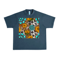 Midnight Navy western gemstone and sunflower seamless pattern Urban Heavy Tee - BundleAndBundleShop