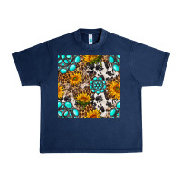 Navy western gemstone and sunflower seamless pattern Urban Heavy Tee - BundleAndBundleShop