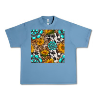 Pebble Blue western gemstone and sunflower seamless pattern Urban Heavy Tee - BundleAndBundleShop