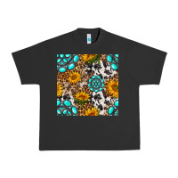 Pigment Black western gemstone and sunflower seamless pattern Urban Heavy Tee - BundleAndBundleShop