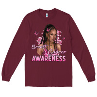 Breast Cancer Awareness Afro Woman Long Sleeve Tee | Teevron