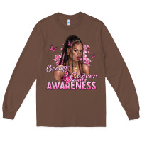 Chestnut breast cancer awareness afro woman Long Sleeve Tee - NancyCooperArtShop