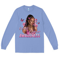 Colony Blue breast cancer awareness afro woman Long Sleeve Tee - NancyCooperArtShop