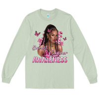 Matcha breast cancer awareness afro woman Long Sleeve Tee - NancyCooperArtShop