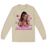 Mushroom breast cancer awareness afro woman Long Sleeve Tee - NancyCooperArtShop