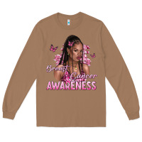 Toasted Coconut breast cancer awareness afro woman Long Sleeve Tee - NancyCooperArtShop