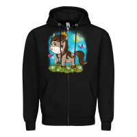 Black little cute horse Zipper Hoodie - NancyCooperArtShop