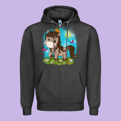 Little Cute Horse Zipper Hoodie Designed By Nancycooperartshop