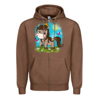 Chestnut little cute horse Zipper Hoodie - NancyCooperArtShop