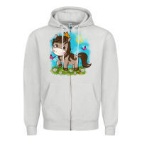 Dove Grey little cute horse Zipper Hoodie - NancyCooperArtShop