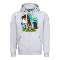Heather Grey little cute horse Zipper Hoodie - NancyCooperArtShop