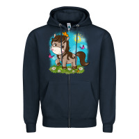 Navy little cute horse Zipper Hoodie - NancyCooperArtShop