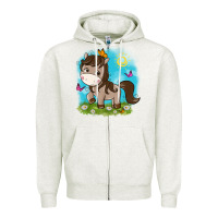 Oatmeal Heather little cute horse Zipper Hoodie - NancyCooperArtShop