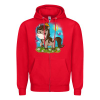 Red little cute horse Zipper Hoodie - NancyCooperArtShop