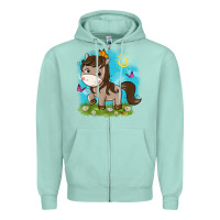 Seafoam little cute horse Zipper Hoodie - NancyCooperArtShop