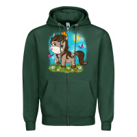 Sports Green little cute horse Zipper Hoodie - NancyCooperArtShop