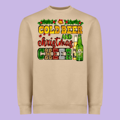 Cold Beer And Christmas Cheer With Beer Bottles Heavyweight Sweatshirt Designed By Adodesignshop