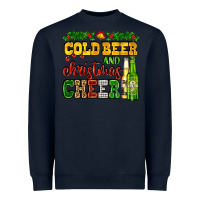 Navy cold beer and christmas cheer with beer bottles Heavyweight Sweatshirt - AdoDesignShop
