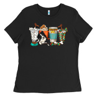 Black alaskan border collie dog coffee cups Ladies Tee - texasbilliewilder