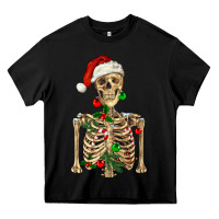 Black Christmas Skeleton Heavy Core Tee - RanaPortraitStore