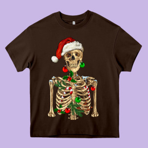 Christmas Skeleton Heavy Core Tee Designed By Ranaportraitstore