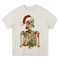 Cream Christmas Skeleton Heavy Core Tee - RanaPortraitStore