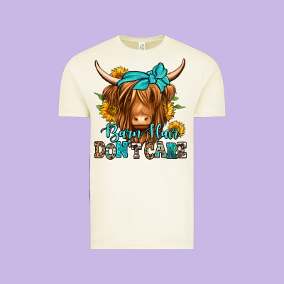 Barn Hair Don't Care Long Haired Cow Vintage Tee Designed By Jasminsmagicworld