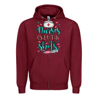 Burgundy nurses call the shots Zipper Hoodie - NancyCooperArtShop