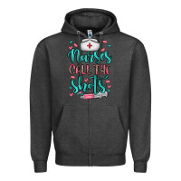 Charcoal Heather nurses call the shots Zipper Hoodie - NancyCooperArtShop