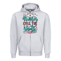 Heather Grey nurses call the shots Zipper Hoodie - NancyCooperArtShop