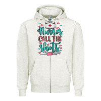 Oatmeal Heather nurses call the shots Zipper Hoodie - NancyCooperArtShop