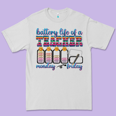 Battery Life Of A Teacher Premium Tee Designed By Texasbilliewilder