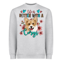 Heather Grey life is better with a corgi Heavyweight Sweatshirt - Jasminsmagicworld